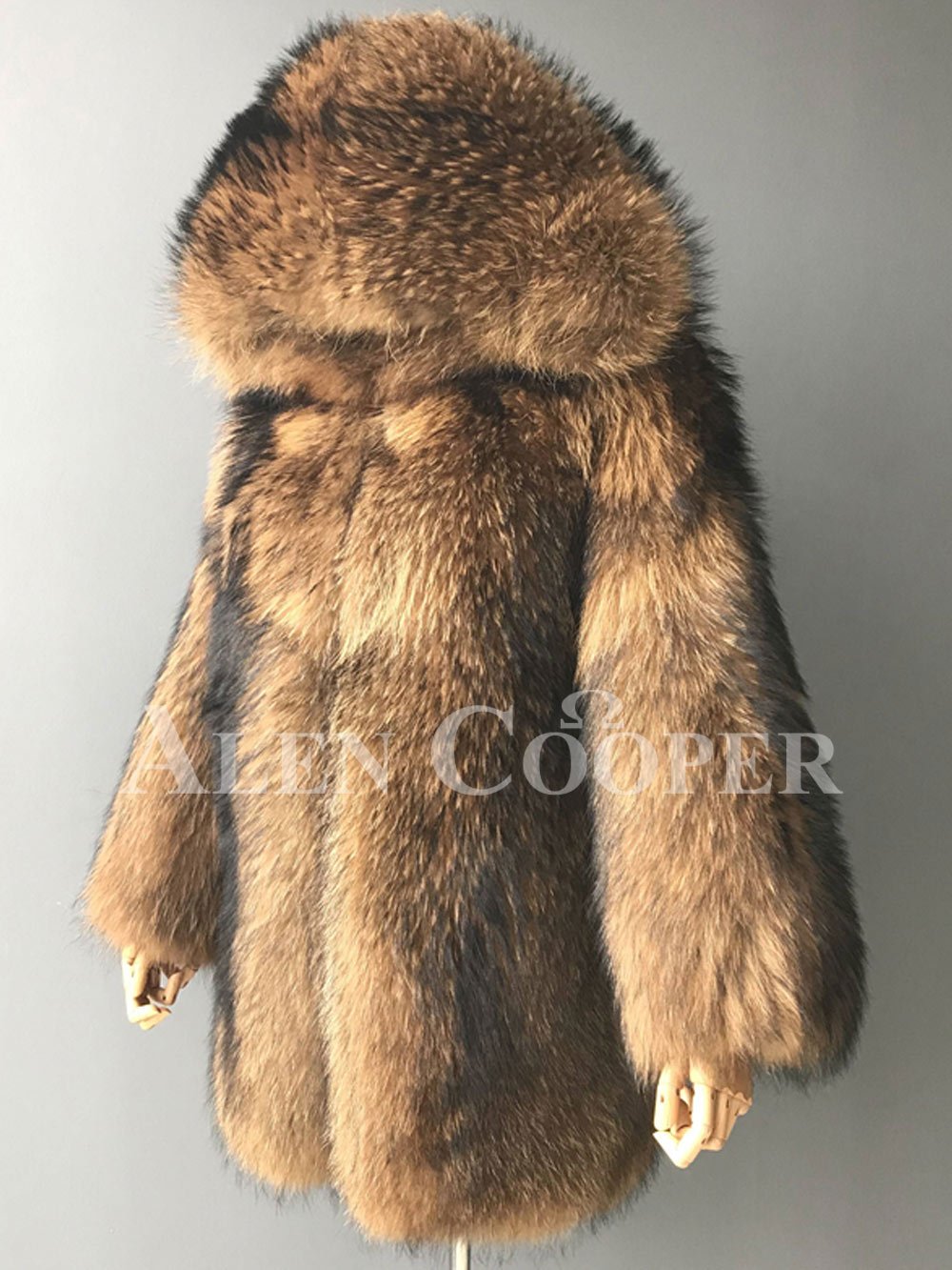 Real Raccoon Fur Winter Outerwear with Stylish Hood for Women - Image 7
