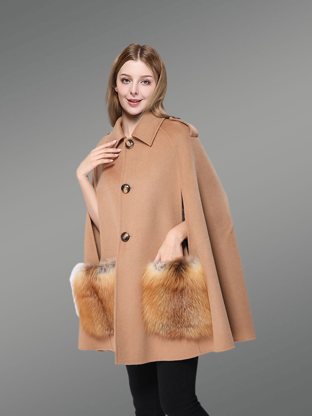 Buttoned Cape for Women