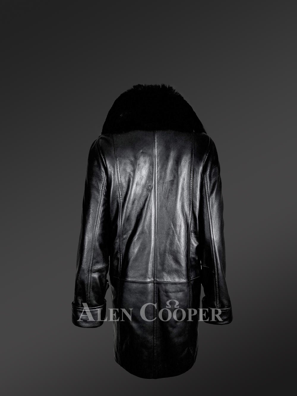Women’s 100% Genuine Leather Overcoat with Detachable Fox Fur Collar - Image 3