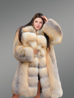 Women’s 3/4 Length Original Golden Fox Coat With Front Trimline