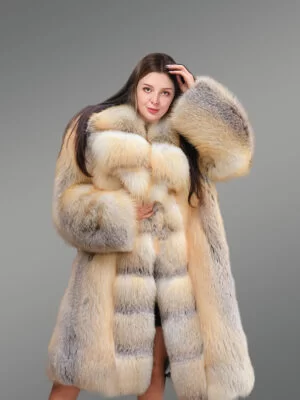 Women’s 3/4 Length Original Golden Fox Coat With Front Trimline