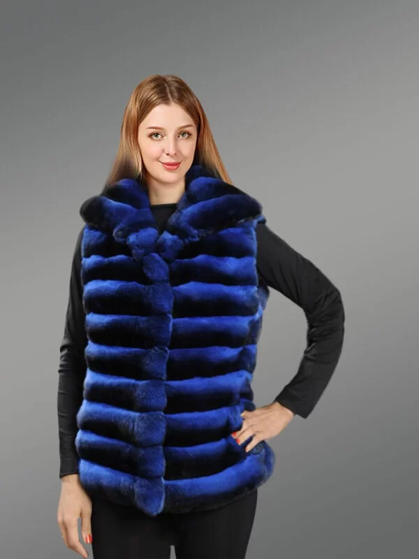 Women’s Authentic Chinchilla Vest in Royal Blue furrik