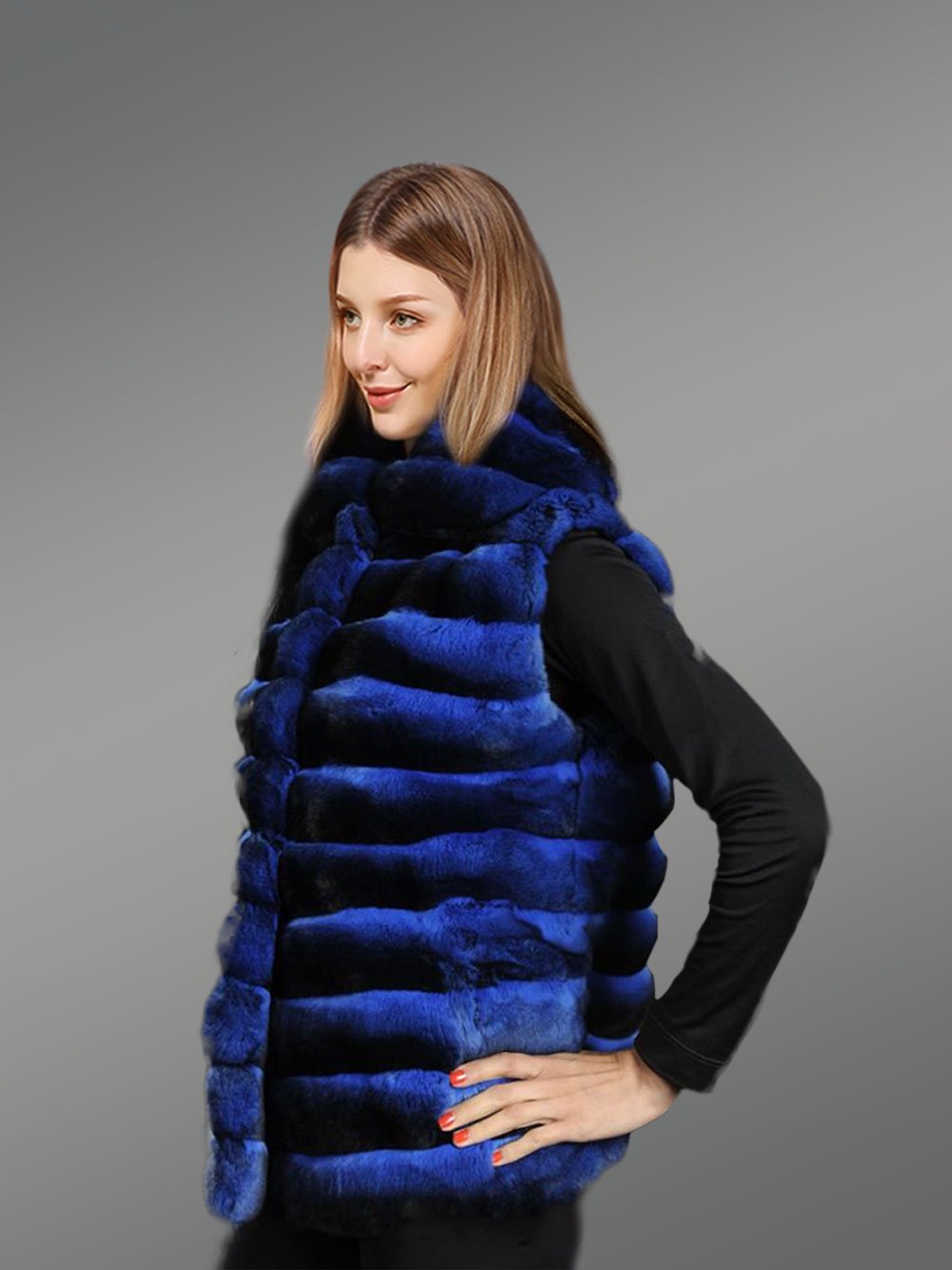 Chinchilla Vest for Women with a Stylish Broad Collar - Image 5