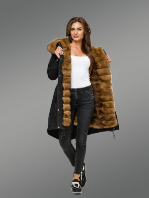 Reinvent Your Charm with Women’s Canadian Fox Fur Hybrid Black Parka Convertibles