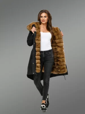 Reinvent Your Charm with Women’s Canadian Fox Fur Hybrid Black Parka Convertibles