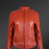 Women’s Classic Leather Biker Jacket with Cross Pockets