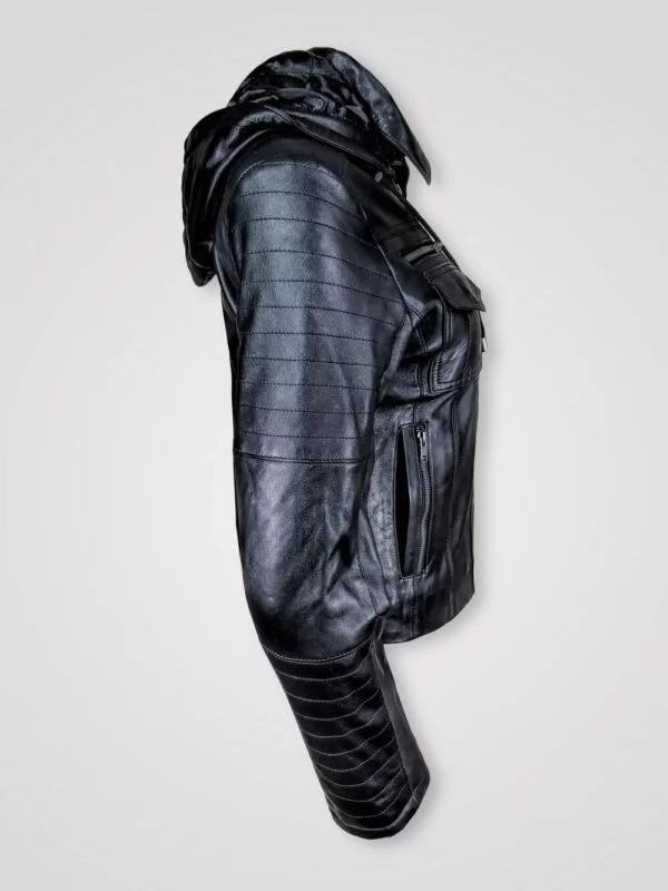 Womens Hooded Biker Jacket - Image 3