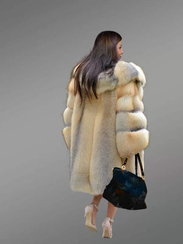 Fox Fur Long Coat With Hood For Elegance & Comfort - Image 7