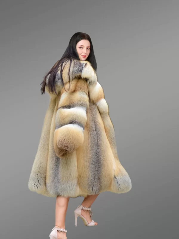 Fox Fur Long Coat With Hood For Elegance & Comfort - Image 6