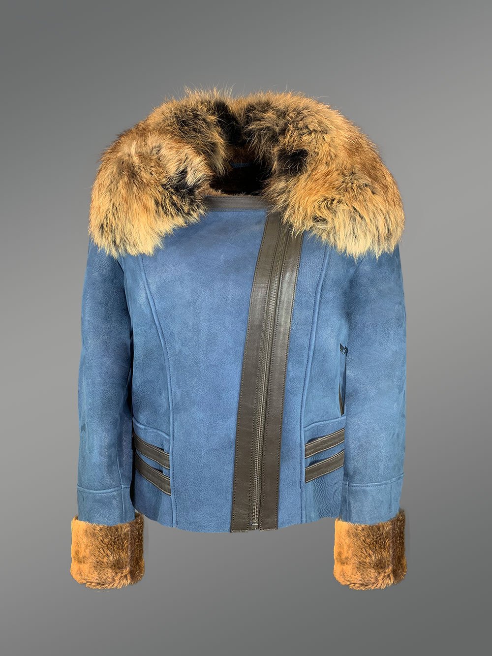 Women's Biker Style Merino Shearling Jacket - Image 5