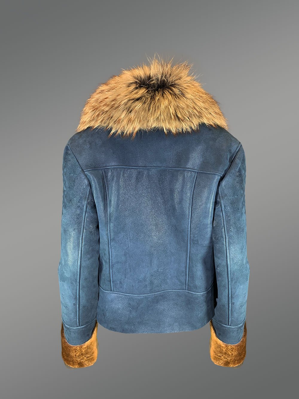 Women's Biker Style Merino Shearling Jacket - Image 6