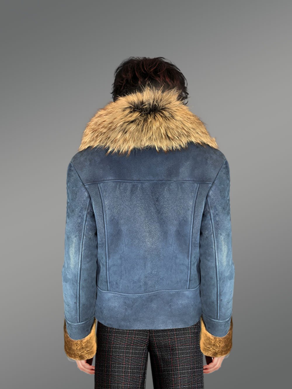 Women's Biker Style Merino Shearling Jacket - Image 3