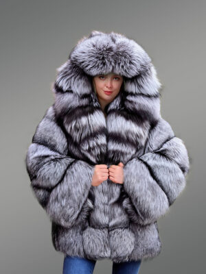 Women's Mid Length Coat in Fox Fur