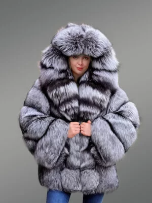 Women's Mid Length Coat in Fox Fur