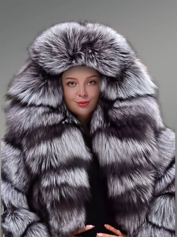 Women's Mid Length Coat in Fox Fur - Image 6