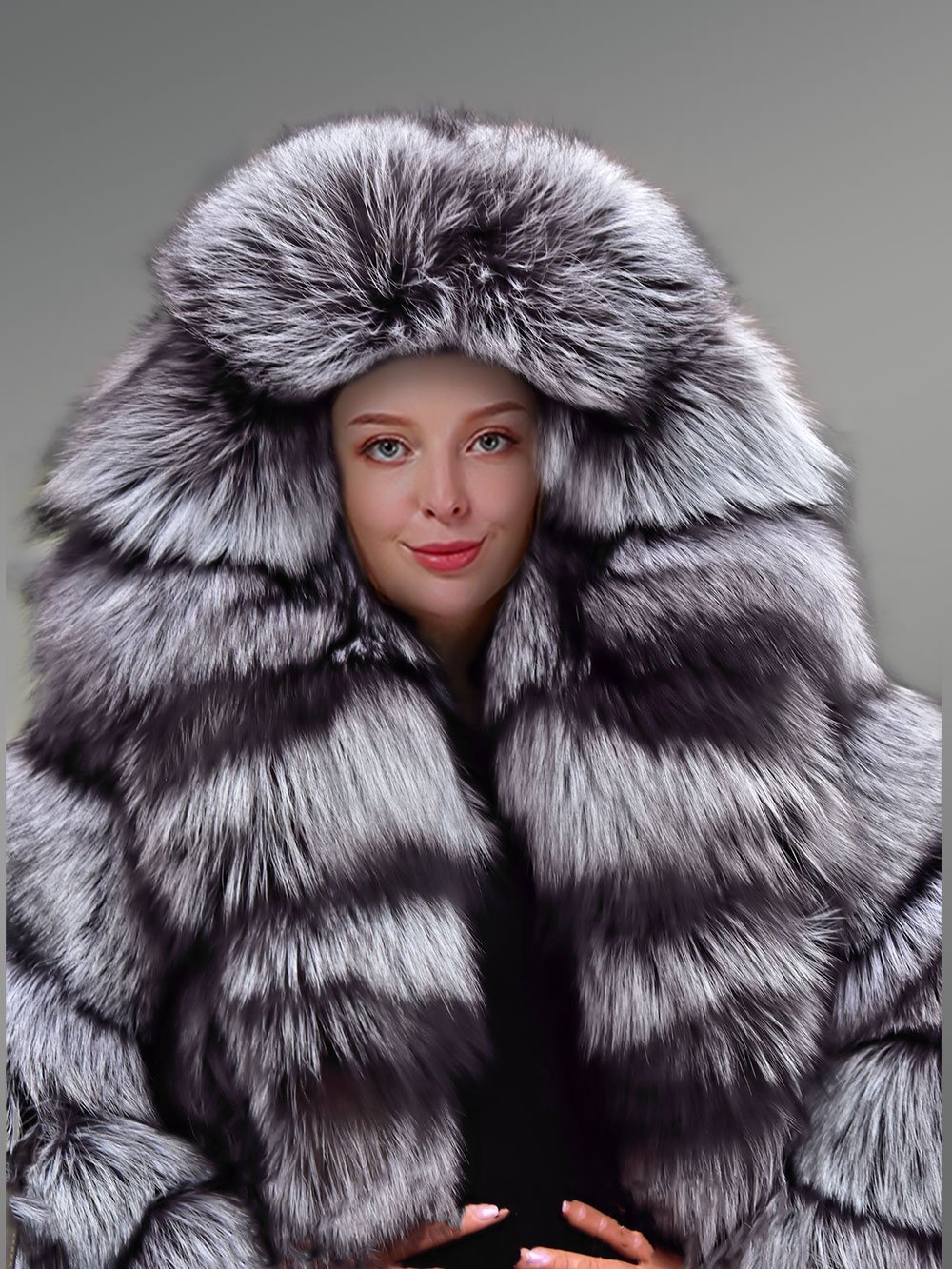 Women's Mid Length Coat in Fox Fur - Image 6