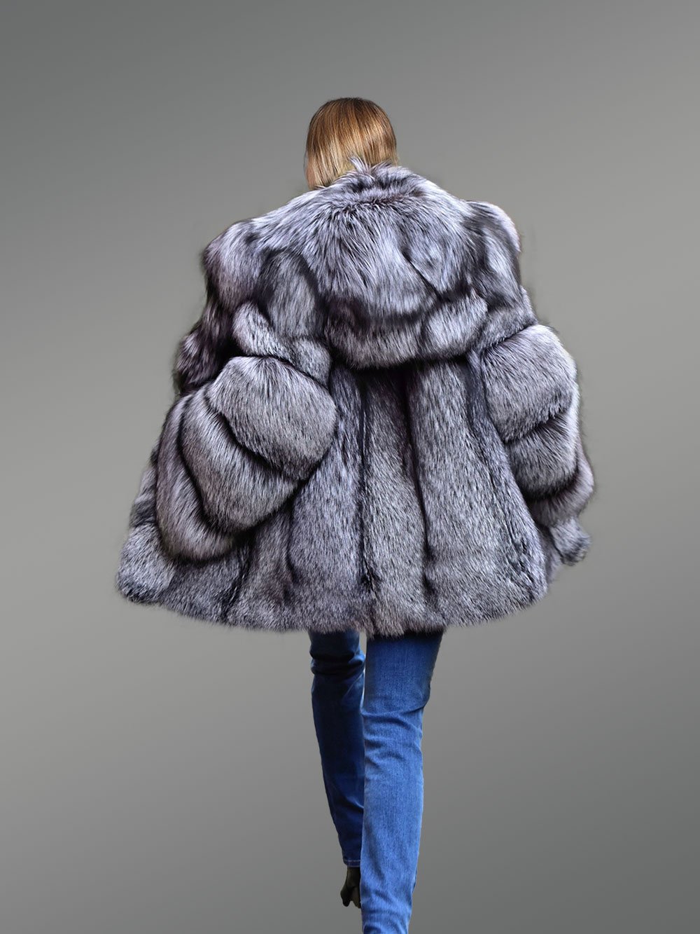 Women's Mid Length Coat in Fox Fur - Image 8