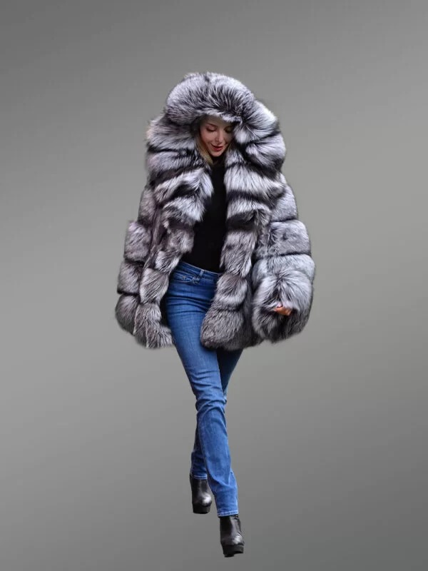 Women's Mid Length Coat in Fox Fur - Image 5
