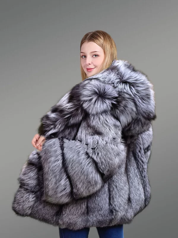 Women's Mid Length Coat in Fox Fur - Image 3