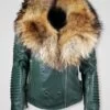 Women's Motorcycle Biker Jacket in Green