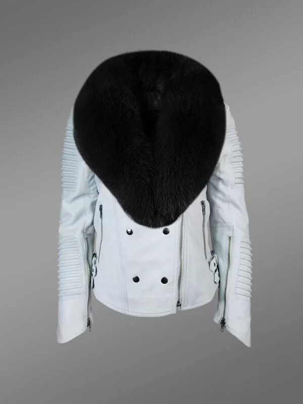 Womens Biker Jacket with Fur Collar