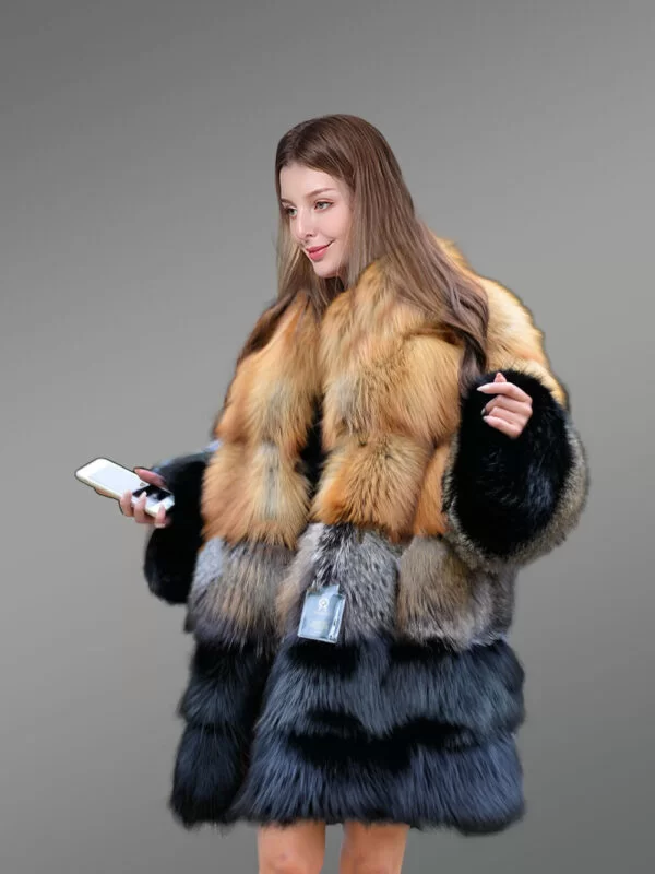 Fox Fur Multicolored Coat to Look Effortlessly Stylish - Image 7