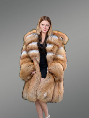Womens Red Fox Hooded Coat to Stay Fashionably Warm In Winter