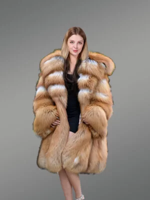 Womens Red Fox Hooded Coat to Stay Fashionably Warm In Winter