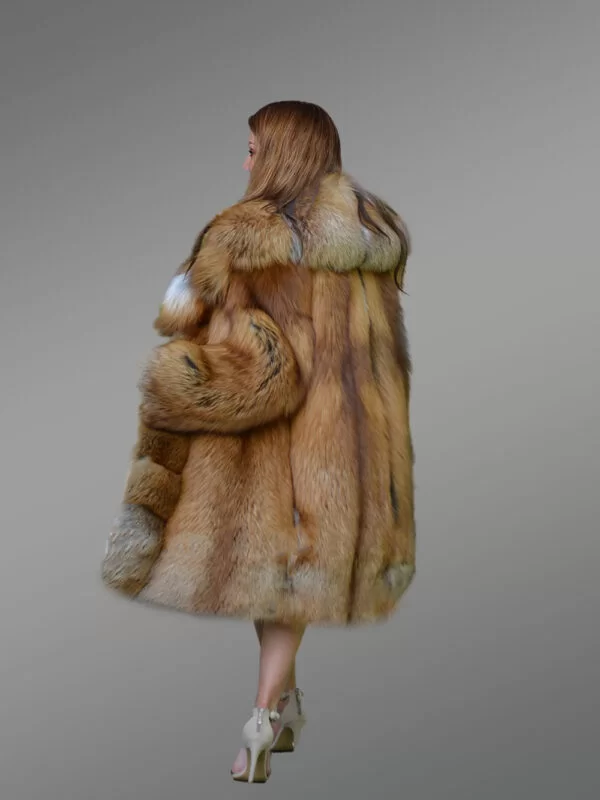 Women's Original Red Fox Fur Coat with Front Trimline - Image 6