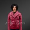 Women's Puffy Motorcycle Jacket in Wine