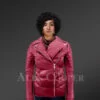 Women's Puffy Motorcycle Jacket in Wine