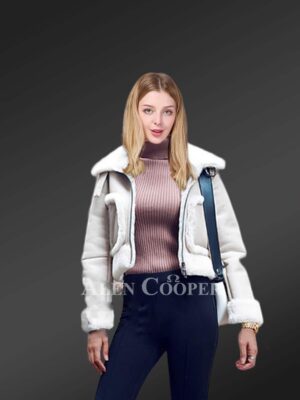 Womens appealing winter jackets made of genuine shearling