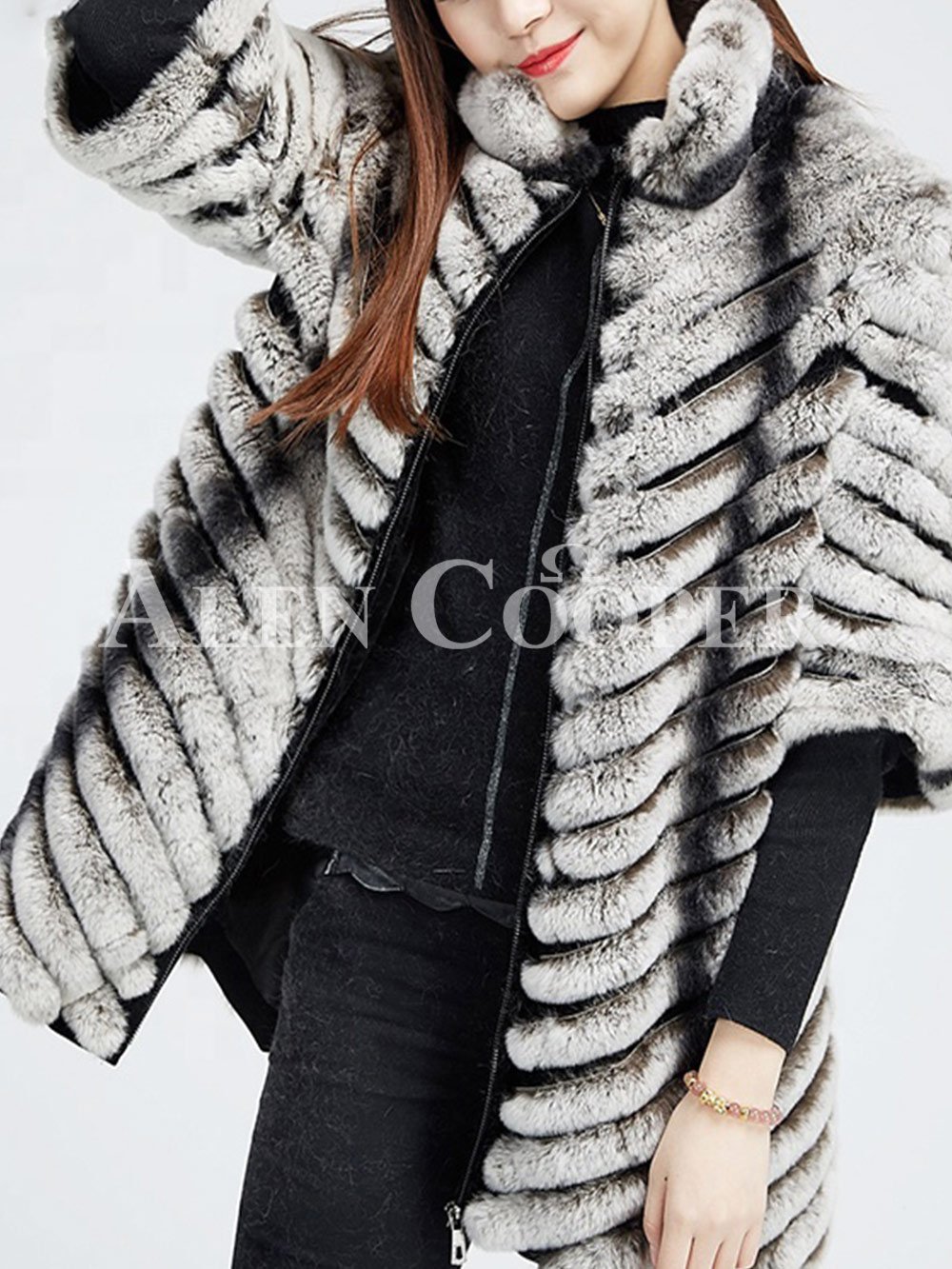 Women’s Bi-Color Real Fur Luxury Warm Winter Coat for Women - Image 5