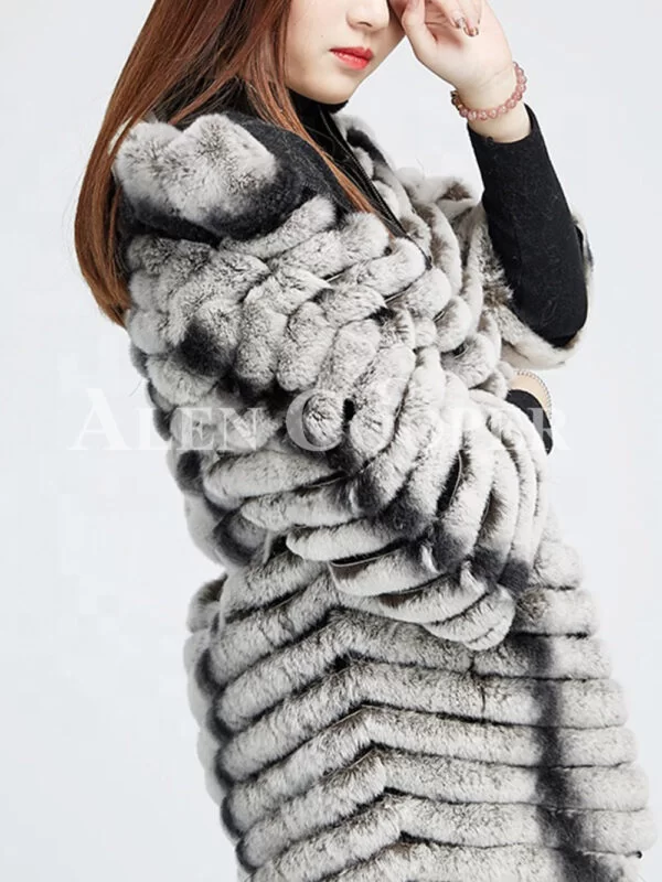 Women’s Bi-Color Real Fur Luxury Warm Winter Coat for Women - Image 4