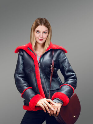 Women’s Chic Black Genuine Shearling Winter Jackets