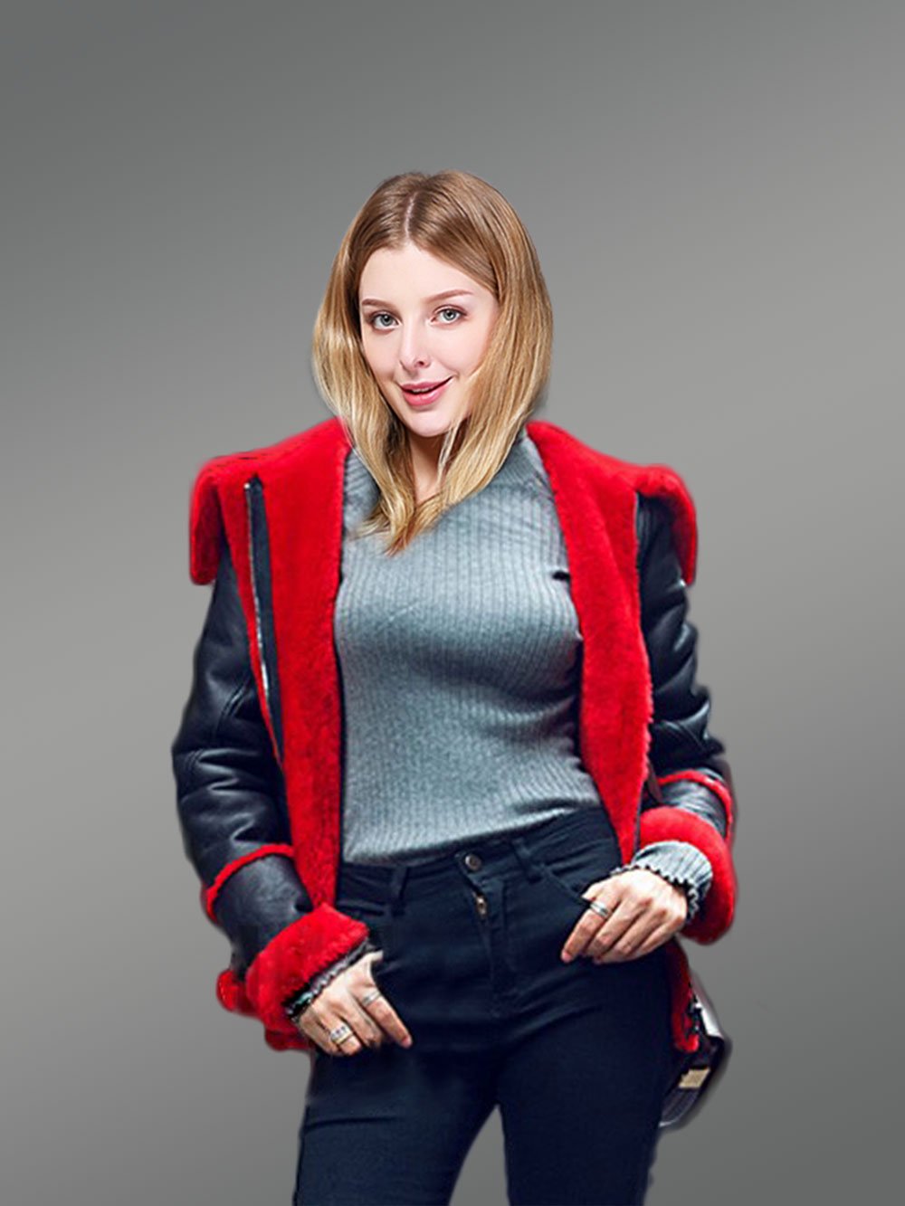 Women’s Chic Black Genuine Shearling Winter Jackets - Image 5
