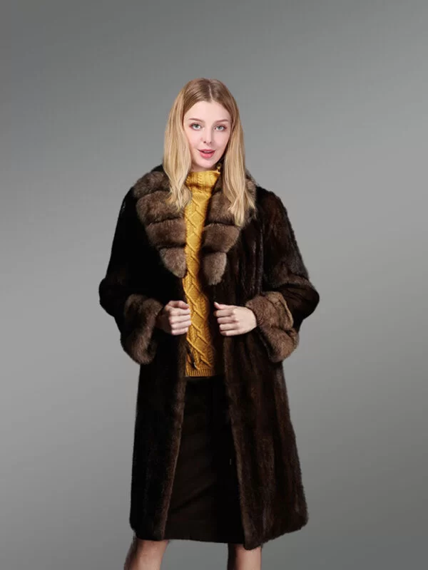 Women’s Elegant Brown Warm Jacket Made from Mink Fur