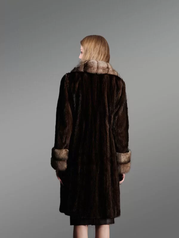 Women’s Elegant Brown Warm Jacket Made from Mink Fur - Image 4