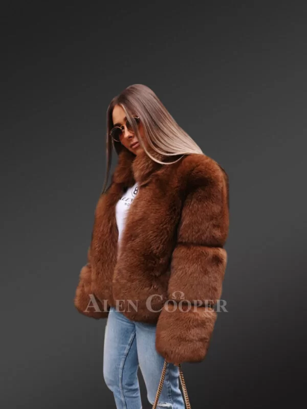 Women’s Oversized Real Fox Fur Coat with Paragraph Sleeve - Image 2