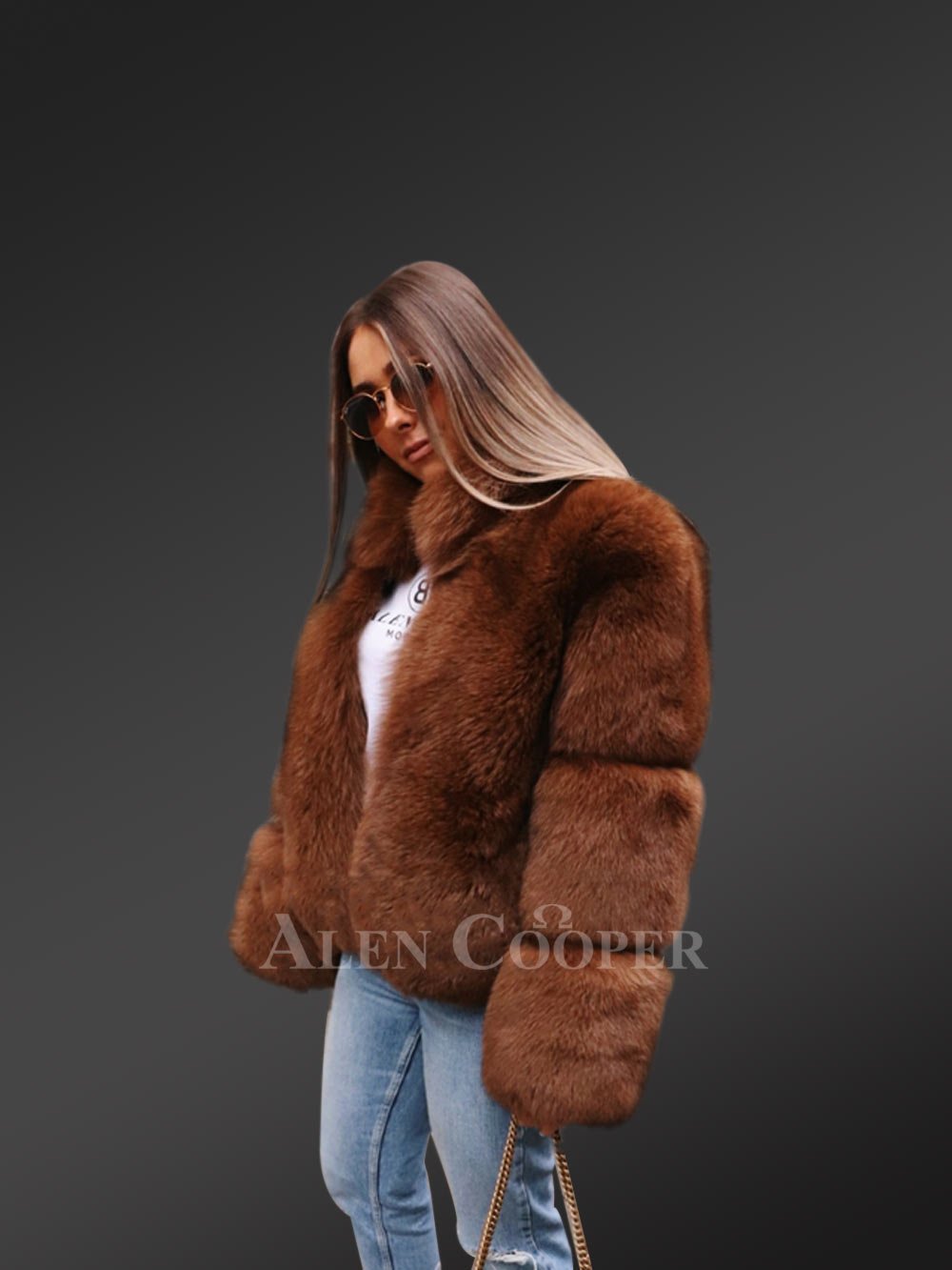 Women’s Oversized Real Fox Fur Coat with Paragraph Sleeve - Image 3