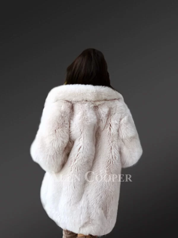 Women’s Oversized Real Fox Fur Real Warm Winter Coat in White - Image 7