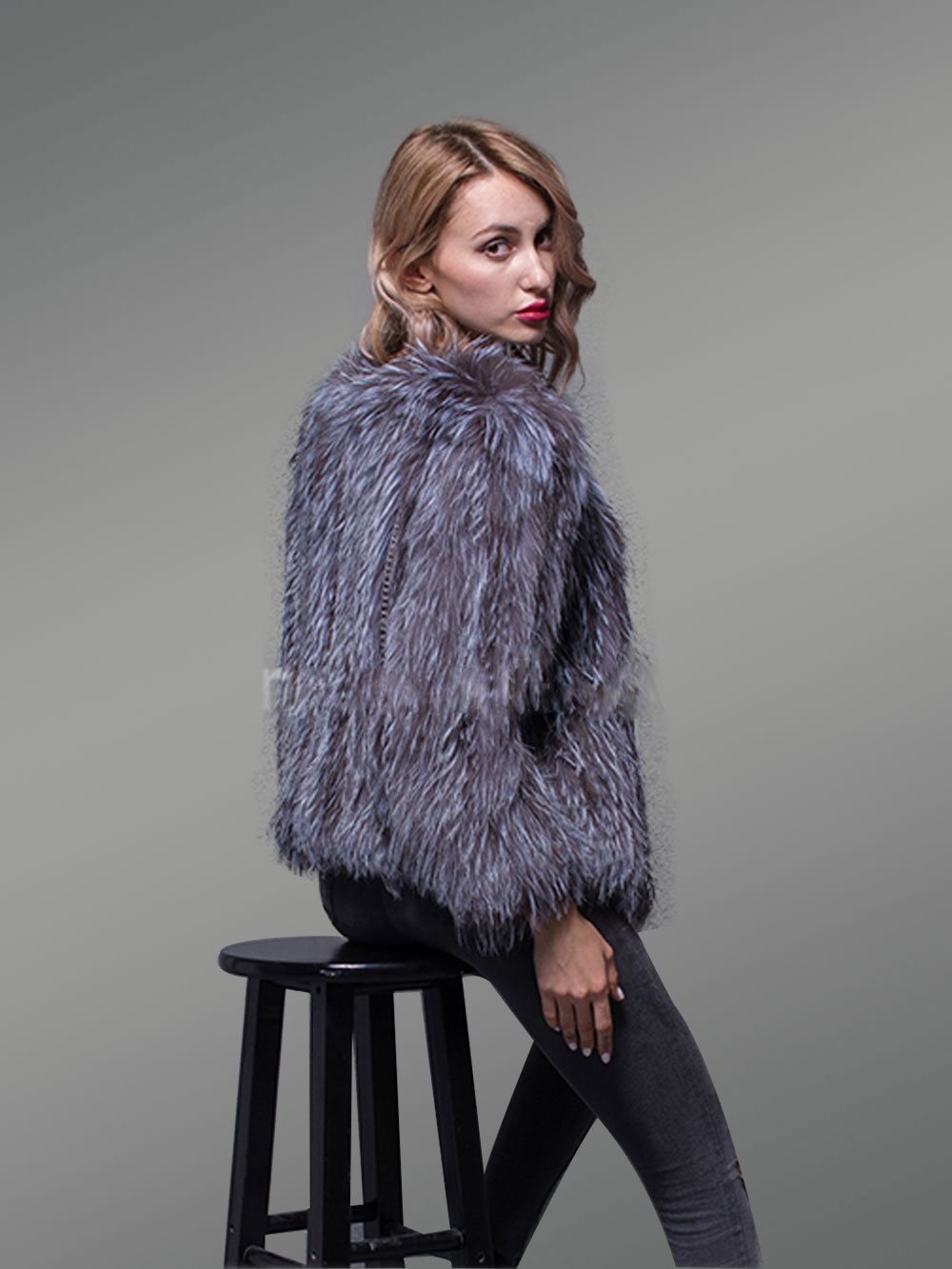 Women’s Real Silver Fox Fur Casual Short Winter Coat with Supreme Warmth - Image 5