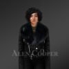 Women’s short length real leather black biker jacket