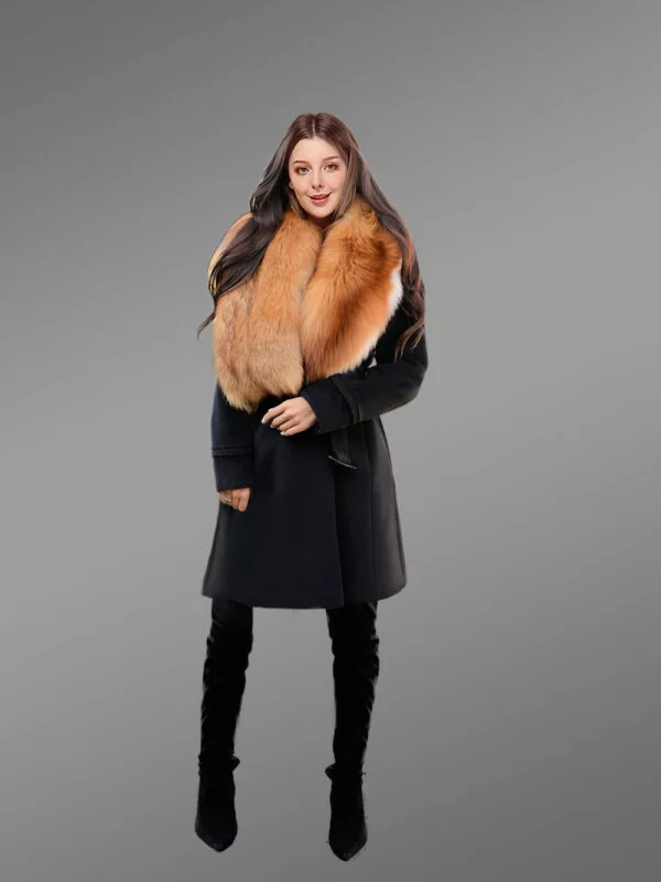 Woolen Long Coat with Fur - Image 2