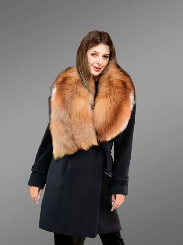 Woolen Long Coat with Fur - Image 3