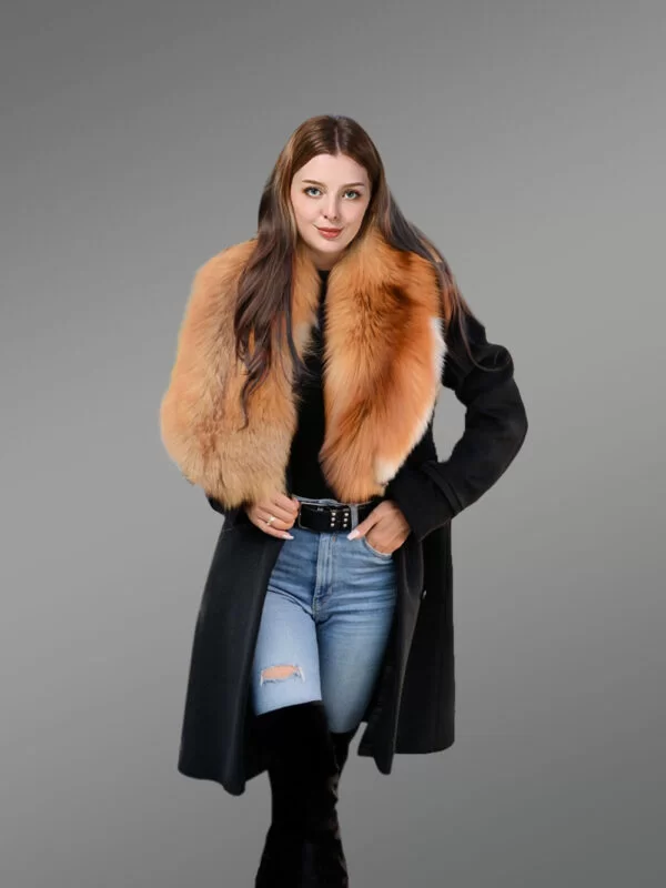 Woolen Long Coat with Fur - Image 4