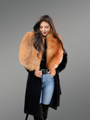 Woolen Long Coat with Fur