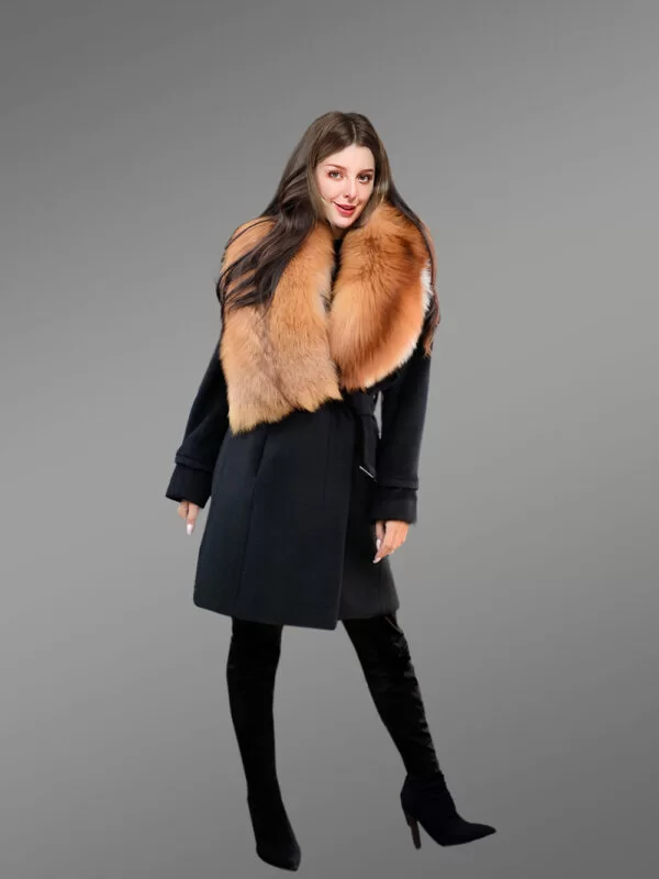 Woolen Long Coat with Fur - Image 6
