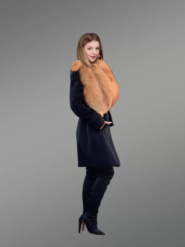 Woolen Long Coat with Fur - Image 8