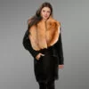 Wool Fur Coat for Women with Red Fox Fur Trim Collar furrik (7)